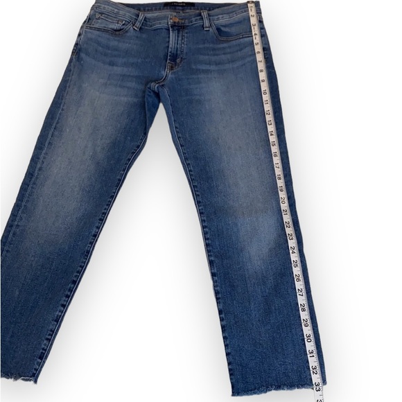 J Brand Sadey Mid Rise Straight Leg Crop Jeans Delphi Wash Raw Hem Size 27 - Picture 11 of 15